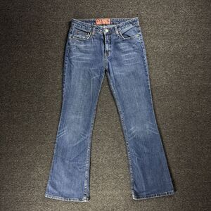 Mossimo Mississue Bootcut Jeans Juniors 9 Whiskered Blue Denim Mid Rise Y2K Vibe